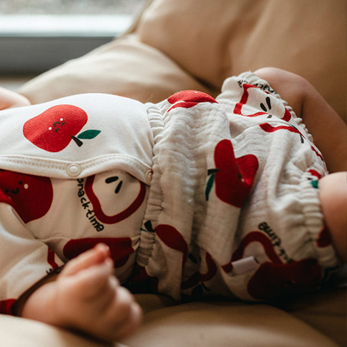 Блумерси за бебе Eevi Snack Time муселин памук ecru леки