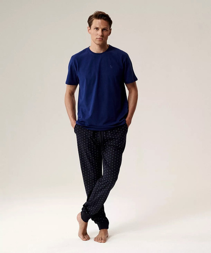 Мъжка пижама NMP-388 Атлантическо синьо - памук, къс ръкав