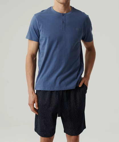 NMP-386 Мъжка пижама с къс ръкав, атлантическо синьо тъмносиньо