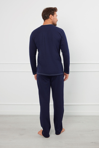 Salomon Мъжка пижама с дълъг ръкав и дълъг панталон Италианска мода - тъмносиньо/синьо