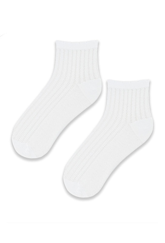 SB120 Жакардови дамски чорапи Noviti - бели