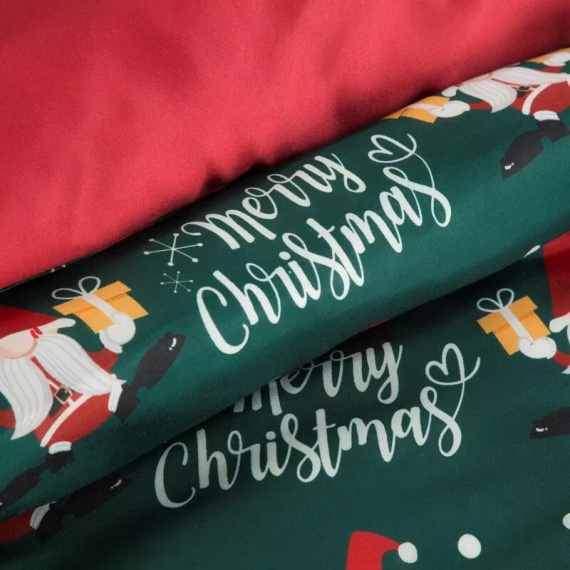 Коледно спално бельо Galdor от микрофибър европердета зелени червени гномчета - меко, леко и лесно за поддръжка, с цип