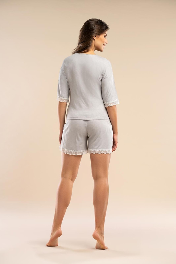The Promise MK 36 Belle Reverie дамска пижама сребристо къси панталони 3/4 ръкав лен вискоза