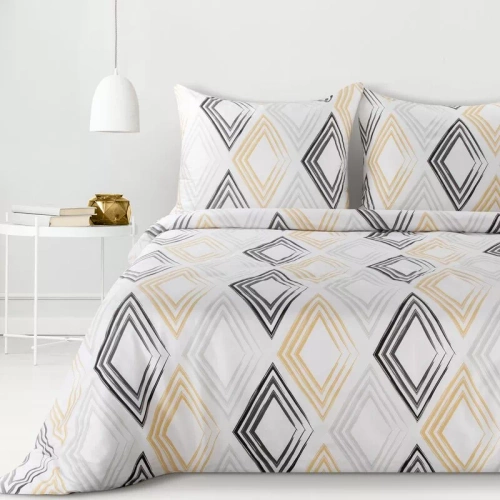 Пролет 35 геометрия сатен спално бельо Евро пердета бяло/жълто