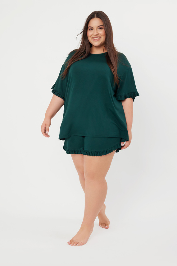 Стил Дамска пижама с къс ръкав, къси панталони Италианска мода - зелено