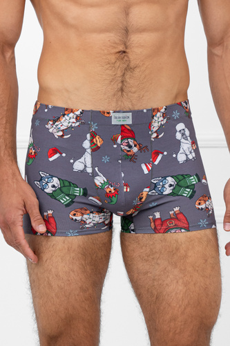 Мъжки боксерки Husky Italian Fashion, сиви - памук, еластан, коледен мотив