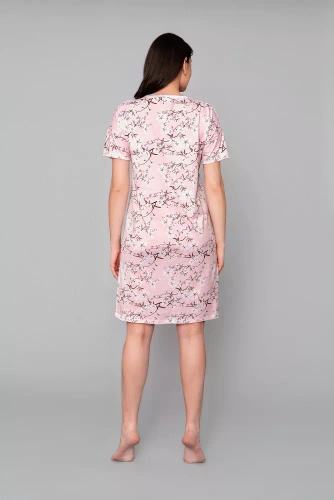 Нощница Alwa с къс ръкав Италианска мода - розов принт
