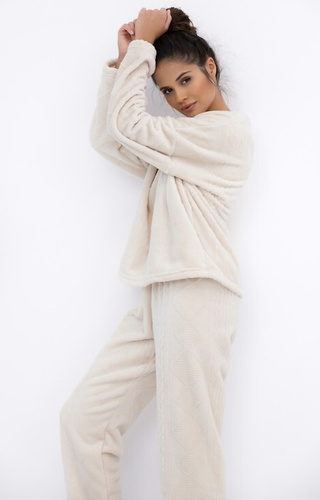 Дамска пижама Bridget Homewear Sensis - топла, мека плетка, екрю