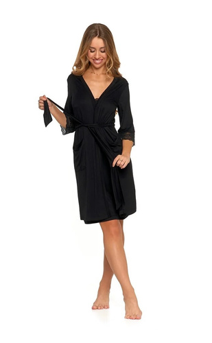 PDSZ4100-003 Дълъг дамски халат Moraj - черен