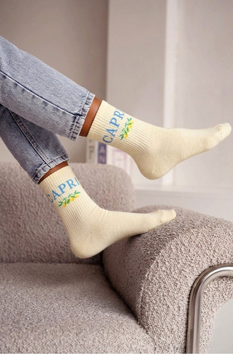 Дамски памучни чорапи Milena 0200-239 Capri – удобни, рипсени ecru