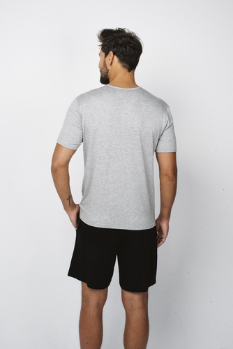 Dallas Мъжка пижама с къс ръкав, къси панталони Италианска мода - меланж/черно 