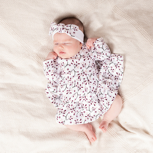 217159 Рокля-боди Alisa Nicol – памук, дълъг ръкав, растителен десен