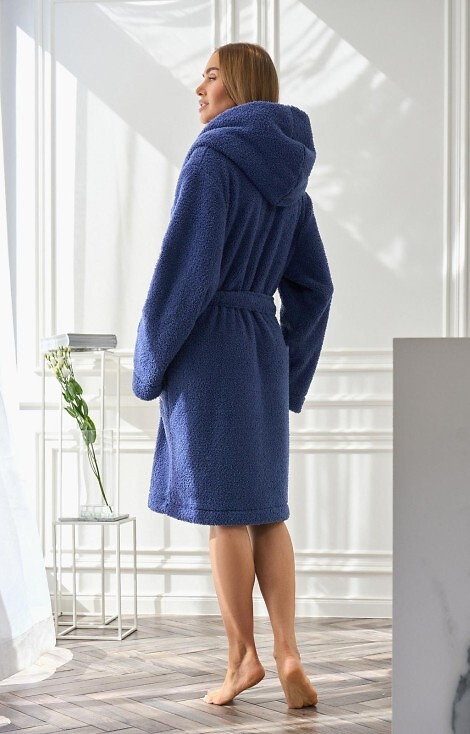 2555 Дамски халат Heaven L&amp;L с качулка, тъмносин - Комфорт и стил