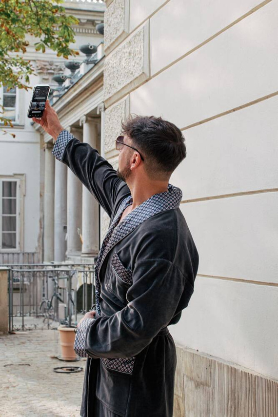 773 Мъжки форекс халат за баня Bonjour - графит