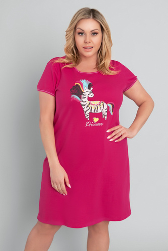 Безумна нощница с къс ръкав Италианска мода - малинова