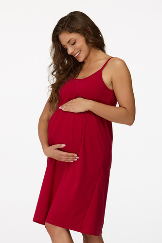 Нощница за бременни Senizo № 26, бордо – 100% памук, цип за кърмене, презрамки