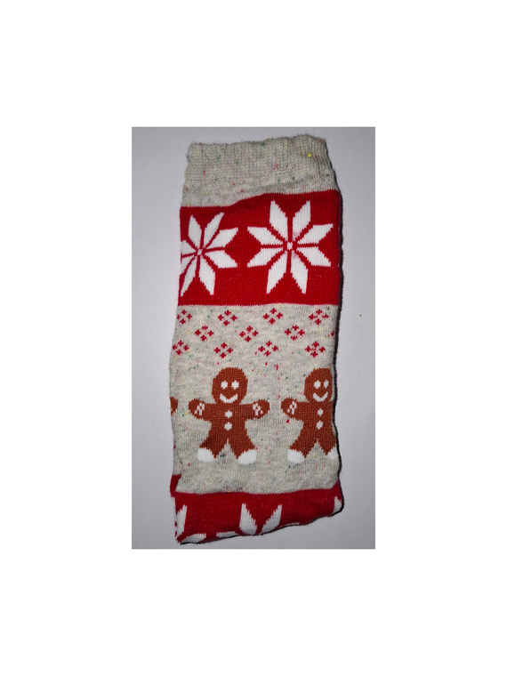 1283-040 Чорапи Milena Cookies – дамски коледни чорапи с мотив бисквитки, цвят Светъл меланж