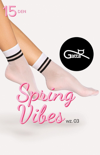 Spring Vibes wz.03 Skarpetki Damskie 15 den Gatta -biały-czarny