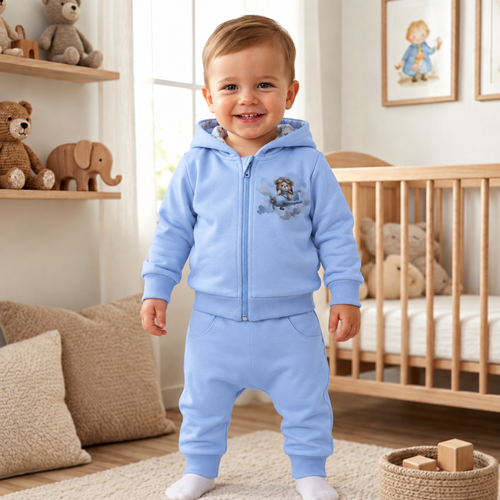 NINI Baby Bear Pilot органични бебешки спортни панталони ABN-5752/BLE