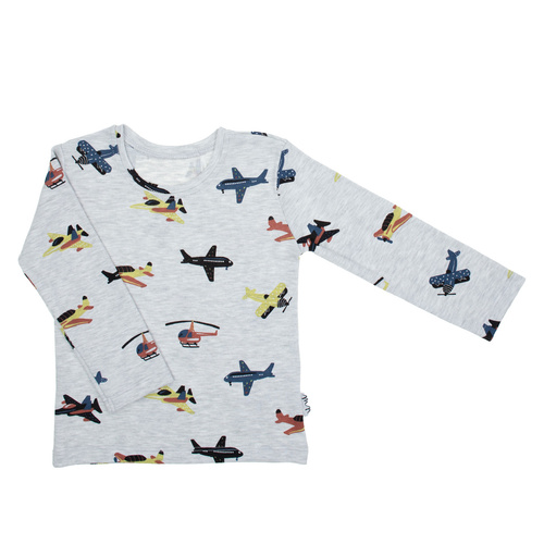 219138 Бебешка блуза Willy Nicol, сива, със самолетчета, памук, дълъг ръкав