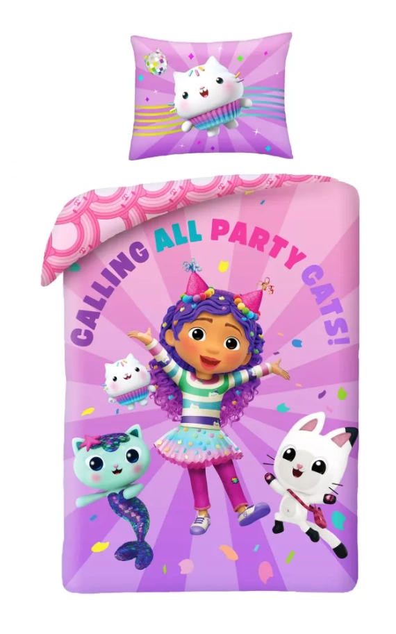 Детски комплект спално бельо Gabi Cat House Halantex – Розов