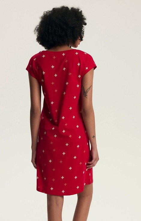 43720 Дамска коледна нощница Dotie Henderson - памук, къс ръкав