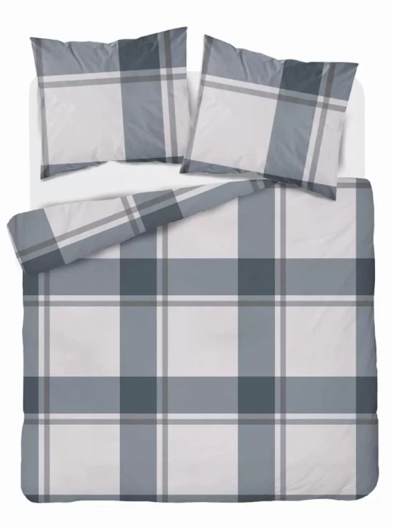 5218 A Detexpol сиво сатенено карирано спално бельо