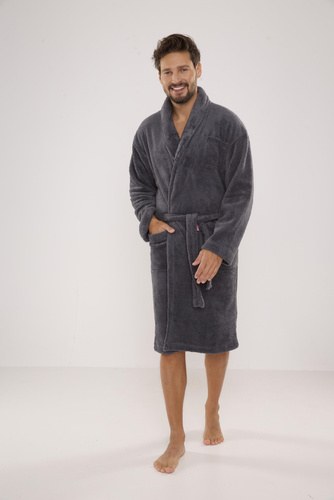 811 Мъжки плюшен халат за баня De Lafense - сив