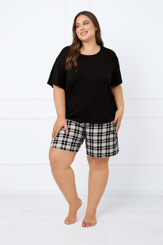 Klara Дамска пижама с къс ръкав и къс панталон Италианска мода - черно/принт 
