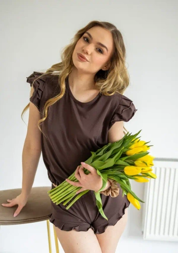 Дамска пижама Dkaren Lulu 2 памук комплект къси удобна