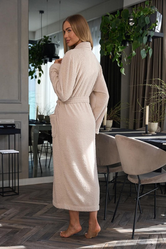 Ангорски дамски халат L&L Celeste 2558 - дълъг, топъл, елегантна кройка