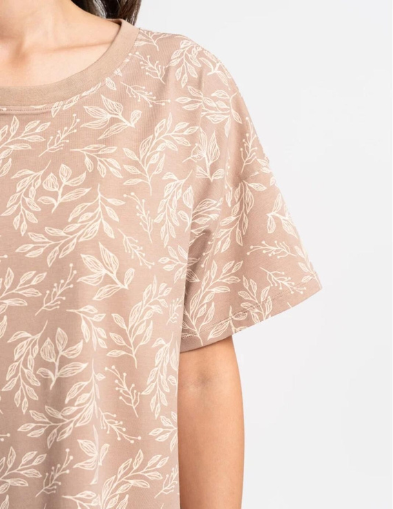 Дамска нощница Moraj PDK2800-006 бежова – памук oversize принт