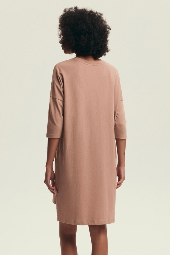 43692 Дамска памучна риза Dextra Henderson с прасковено синьо, 3/4 ръкав, щампа