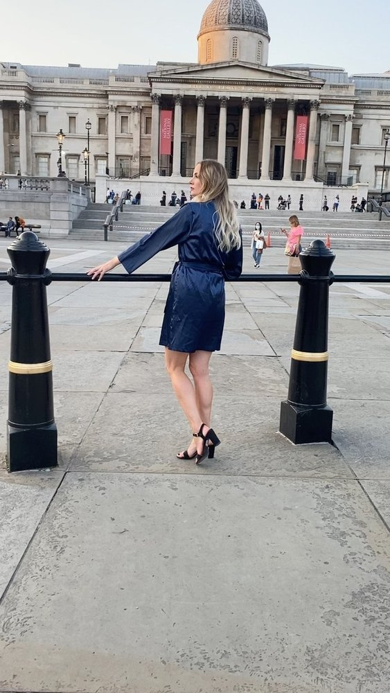 797 Класически дамски халат Forex - тъмносин