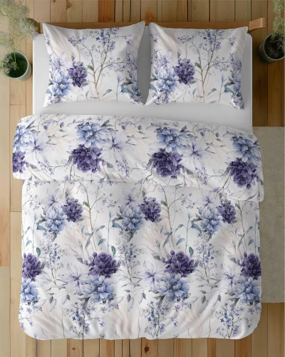 5222 Спално бельо от сатен с акварелни цветя в нюанси на лавандула Detexpol