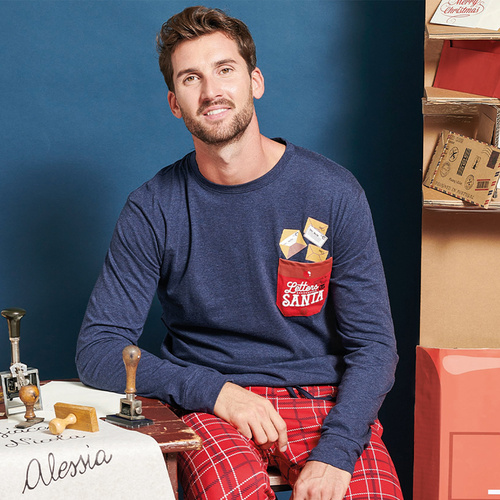 Мъжка пижама Gioew Sorbetto, синя - коледна, карирана, удобна и стилна