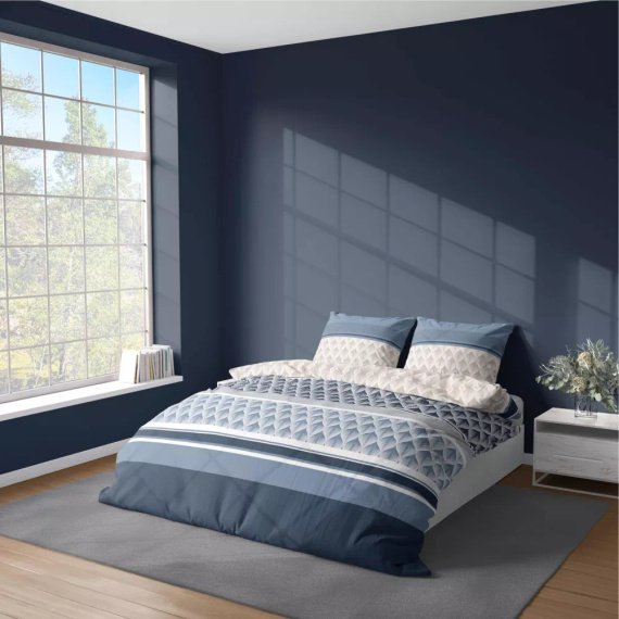 5028 A Detexpol geometry микрофибърно спално бельо, синьо