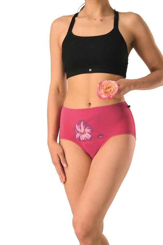 Дамски бамбукови бикини Maxi LPF 516 Key черно-фуксия – комфорт и мекота