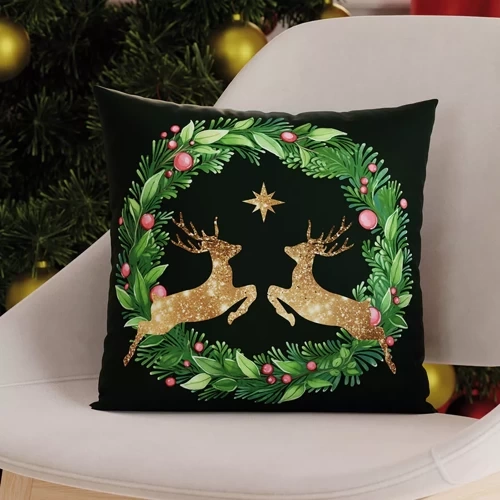 TBN293 Коледна възглавница Златен елен Marquisette
