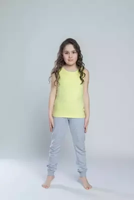 Tola Тениска за момичета, широко рамо Италианска мода - лайм зелено