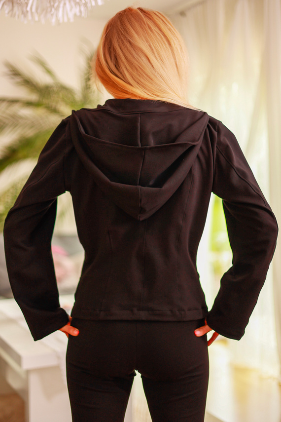 Adela - дамско яке с качулка, 95% памук 5% еластан | Полска марка Mirale - черен