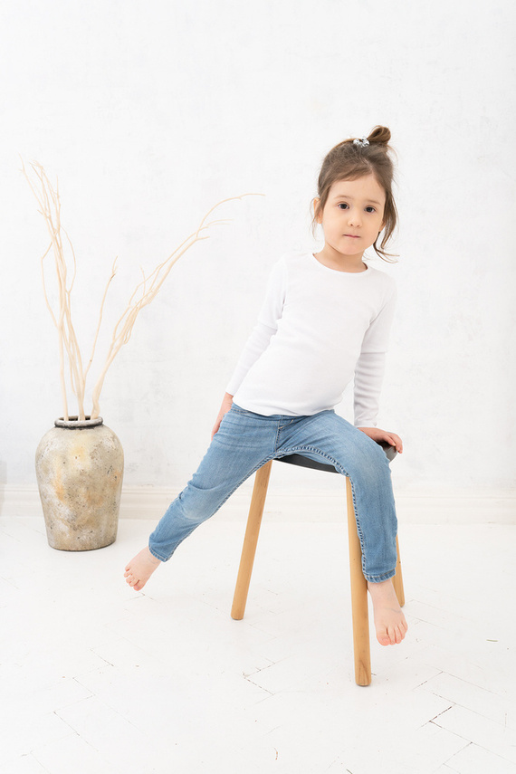 Tosia Тениска за момичета, дълъг ръкав Италианска мода - бяла 