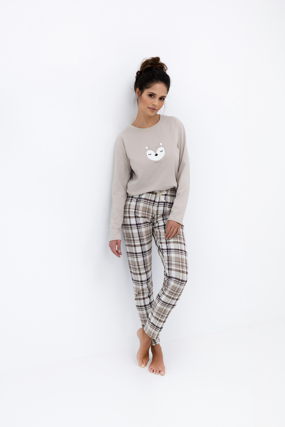 Дамска пижама Tinsley Sensis - памучна, дълга, карирана