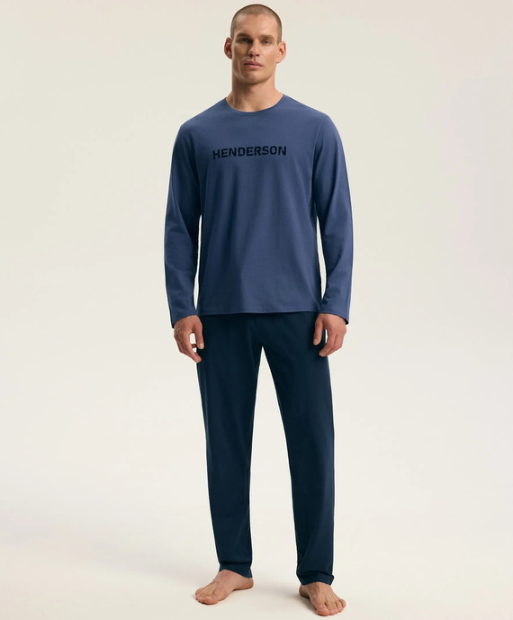 Henderson Flock 45491 Мъжка пижама Steel Blue Дълга 100% памук