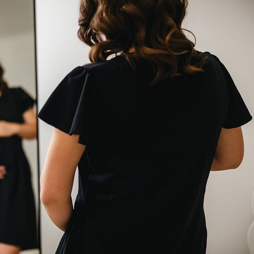 Риза с копчета за бременни Linda Eevi, черна – за хранене, гъвкава, дишаща, полско качество