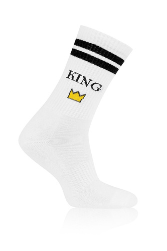 Мъжки чорапи Italian Fashion S197D KING дълги бели полупамучни
