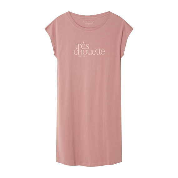 Женска нощница 44490 Emela Henderson, 100% памук, къс ръкав, полукръгло деколте