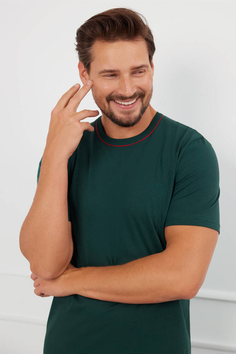 Fogo Мъжка пижама с къс ръкав, къси панталони Италианска мода - зелен/принт 