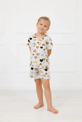 Детска дамска пижама Ariela Italian Fashion – памук, къс ръкав, шорти