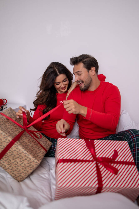 Fogo Мъжка пижама с дълъг ръкав и дълъг панталон Италианска мода - червено/принт 